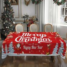 1/20pcs Rectangular Christmas Tablecloth, Polyester Fiber Festive Table Cover, Christmas Ball And Letter Pattern Tablecloth, Suitable For 8/6/4 Seater Dining Tables, New Year Party Decoration, Machine Washable And Easy To Clean, Durable Fabric, A Must-Have For Home Entertainment Occasions - Multicolor - View 8