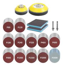 Conjunto de 120 discos de lixa de 3 polegadas (incluindo almofadas) com orelhas traseiras e lixadeira de esponja para retificadoras, ferramentas rotativas com haste
