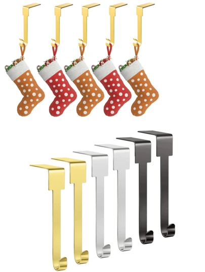 1个圣诞袜挂钩，防滑圣诞树装饰挂钩，金属挂钩，用于悬挂圣诞袜，适用于房间装饰、圣诞家居装饰、卧室装饰、圣诞礼物、婚礼生日装饰、家居装饰配件、冬季圣诞装饰、家居圣诞礼物、圣诞装饰