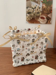 Bear Storage Basket – Hand-Quilted Cute Home Snack Holder, Desktop Small Item Organizer.