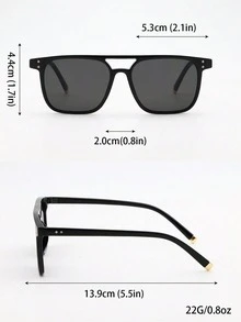 1 par de óculos masculinos novos, estilosos, com armação grande e ponte dupla, retrô, personalizados, estilo de rua, adequados para decoração de festas, viagens ao ar livre, férias na praia, vem com um delicado estojo de couro