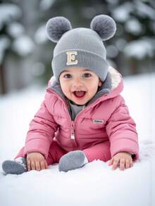 1PC Embroidered Personalized Baby Knitted Hat Toddler Children 26 Letter Beanie Cap Craft Baby Girls Skull Hat For Infant Girls Daily Wear 0-3Y