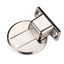 Kit 4 Prendedor Porta Magnético Slim Adesivo 3m Aço Inox Cromado Batente Trava Porta Segurador Imã Forte - Prata - Visão 2