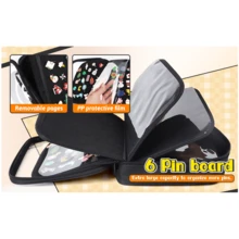 Travel Exclusive Enamel Badge Album | 6-Page Compartment Black Storage Folder, Oxford Cloth Anti-Scratch Design + Carrying Handle | Portable Flip-Through Display Book, Multi-Function Classified Storage (Badges Not Included)