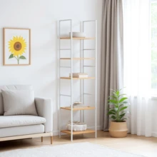 ラック オープンシェルフ 5段 棚 収納 幅58×奥行23×高さ144cm ディスプレイ オープンラック 収納棚 キッチンラック 木製ラック 飾り棚 本棚 大容量 寝室 組立簡単 - ホワイト - チェックする 10