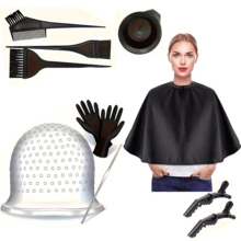11件套染发工具套装 - 可重复使用的金属钩帽和手套组合，专业美发工具及配件，适用于普通发质（轻于300克），操作简便，沙龙级设备，结构坚固，采用优质材料，适合美发爱好者和家庭用户。 - 彩色 - 查看 10
