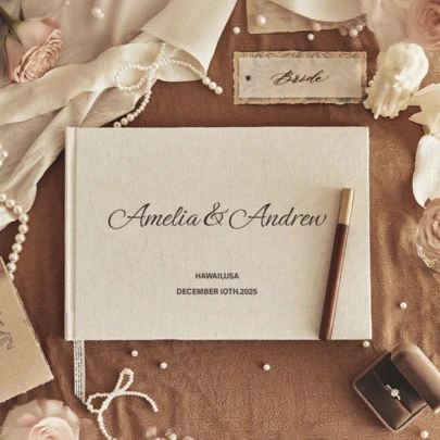 Customized Wedding Guest Signature Book, Linen Photo Album, Engagement & Anniversary Scrapbook, Wedding Memorabilia, Wedding Reception Guestbook, Guest Signing Book, Wedding Album, Anniversary Gift, Multifunctional, Decorative, Reusable, Elegant, Fashionable, High-Quality, Colorful, Modern, Customized, Personalized, Unique, Ideal Gift For Him ,Forever Love