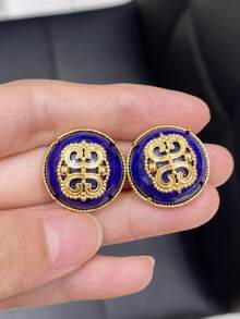 Eterna Glow 1 pasang anting-anting wanita vintage warna emas dengan motif geometris dan desain unik, cocok untuk aksesoris pesta kencan dan hadiah. - anting-anting - View 6