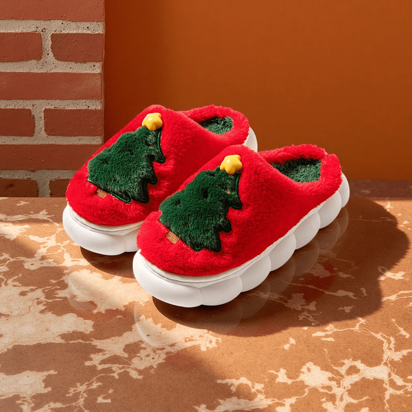 2025新款跨境万圣节圣诞树女士居家拖鞋男女通用秋冬保暖防滑女拖鞋