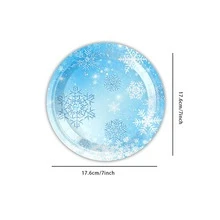 10 件/20 件/50 件冰雪奇缘冬季雪花派对包生日派对用品雪花餐具套装蓝色雪花设计纸盘杯子餐巾餐具套装 10&20 位客人适合圣诞节冬季仙境装饰 - 彩色 - 查看 6