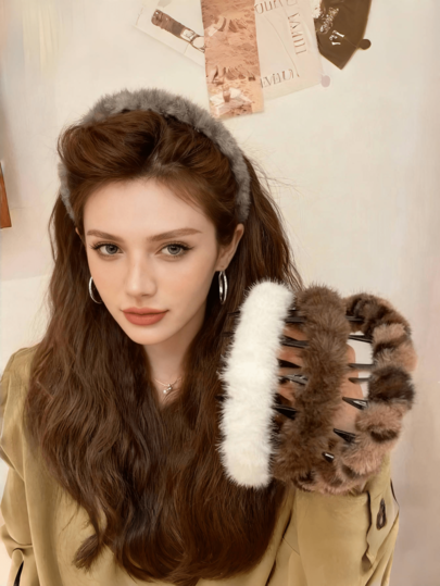 1 ou 2 unidades de faixa de cabelo feminina de pelúcia com estampa de leopardo para outono/inverno, faixa de cabelo antiderrapante para lavar o rosto, presilha de cabelo alta, acessórios de cabelo para o outono, viagens, feminino, ferramentas para cabelo, itens para cabelo, acessórios de beleza, presentes, viagens, presentes para mulheres, itens para cabelo, lembrancinhas