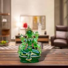 Green Tara Glazed Small Buddha Statue - Exquisite Handcrafted Buddhist Figurine ,Glazed Craftwork For Home Altar, Meditation Space - màu xanh lá - Xem 3