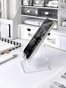 1 pieza Soporte y base de teléfono de escritorio de acrílico, decoración creativa, transparente, adecuado para teléfonos inteligentes y tabletas (retire la película protectora) - Multicolor - Ver 6