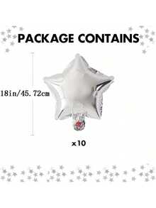 10 quả bóng bay lá kim loại hình ngôi sao bạc 18in/45,72cm, bóng bay heli hình ngôi sao polyester dùng cho tiệc sinh nhật, kỷ niệm, đám cưới, tốt nghiệp, trang trí tiệc tắm - Bạc - Xem 7