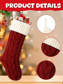 1pc Christmas Knit Stockings, 18" Large Xmas Hanging Stockings Socks, Double Sided Fireplace Hanging Stockings, Christmas Decorations, Party Gifts Party Favors, Personalized Initial Stocking, Christmas Tree Decorations, Christmas Decorations For Home, Christmas Decorations For Home, Christmas Gifts Package, Christmas Decor, Noel Decor, 2026 New Year Decor,Christmas Gifts