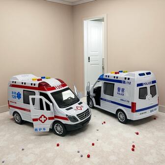 Toy, Toy Car, Children's Toy Vehicles, Children's Toy Ambulance, Car, With Lights And Sounds, Inertial Powered, Doors Open On Both Sides, Party Favor Toy, School Supply Toy Car, Boy's Party Favor, Children's Game, Children's Birthday, Children's Toy, Children's Interactive Game, Boy's Toy, Toy For Children, Children's Toy, Party Favor