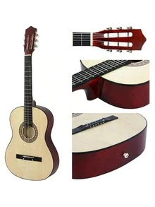 38" New Beginners Acoustic Guitar With Case, Strap, Tuner And Pick Halloween - 自然的 - 查看 3
