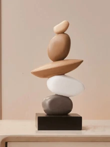 1pc Stacked Stone Sculpture - Abstract Balanced Rock Art Resin Sculpture, 5.5in, Fashionable And Elegant Design, Decorative Desktop Statue Suitable For Home And Office Gifts, Birthday, Graduation (Please Check Size Details Before Purchase As The Product Size Is Relatively Small)