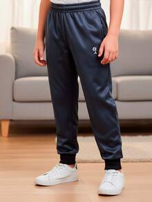 Boys' Flannel Jogger Pants With Side Pockets, Sportswear, Sizes 8 To 16 - 藏蓝色 - 查看 1