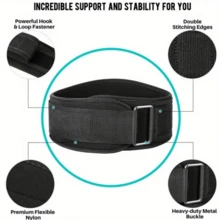 Cinturón de levantamiento de pesas de fitness, dedicado al ejercicio de yoga, ajuste de sentadillas, abdomen, cinturón de cintura, cinturón de soporte de entrenamiento de presión - Negro - Ver 5
