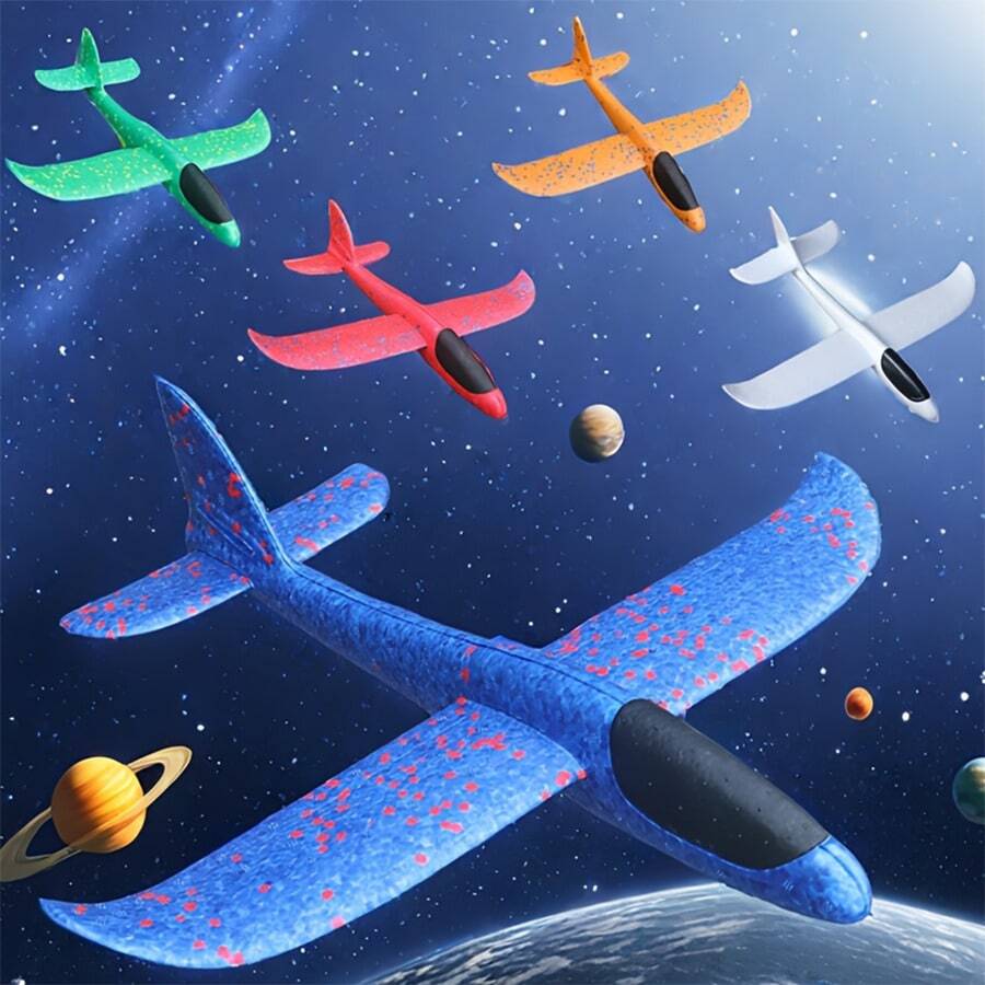 1 件巨型泡沫滑翔机玩具 - 复古旋转游戏，适用于花园户外运动和游戏，红色、蓝色、橙色，手抛旋转玩具，海滩、公园、后院户外飞行玩具，无需电池，复活节、圣诞节、万圣节生日礼物，星云设计，玩具 - 彩色 - 查看 1