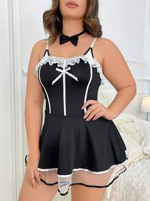 weiweihu Plus Size Suit-Halloween Costume Sexy Maid Costume Cosplay Sexy Underwear  Lace Tube Top Dress + Bow Neck Ring + Belt With Leg Ring Costume Set Lencería Sexy Para Mujeres  Lingerie Set>Costume  Halloween Pajamas   Halloween Costumes>Rave  Halloween Costumes Plus Size  Fall Outfits For Women Fall Clothes For Women  Stockings Women  Medias De Invierno Mujer Winter Clothes Thanksgpajamas Sets For Women   Pijamas Navideñas Christmas Pajamas Thanksgiving Outfit Women - 黑色 - 查看 1