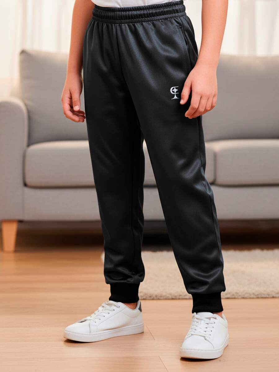 Boys' Flannel Jogger Pants With Side Pockets, Sportswear, Sizes 8 To 16 - Black - View 1
