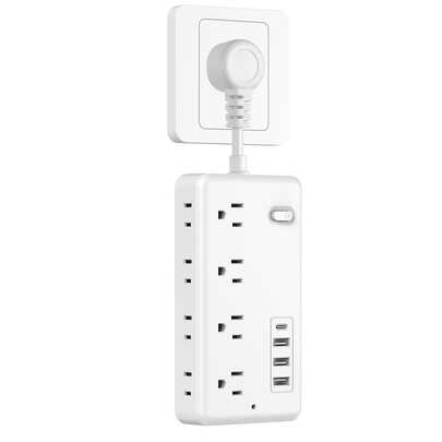 Short Extension Cord 2 Inch, Small Power Strip Flat Outlet Extender Surge Protector With 8 AC Outlets 4 USB , Mini Extension Cord Flat Wall Plug For Home Office Dorm Kitchen Bathroom