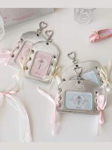 Silver PU Leather Card Holder – Ins Ballet-Themed 3-Inch Card Display Pendant With DIY Ribbon. - Silver - View 7