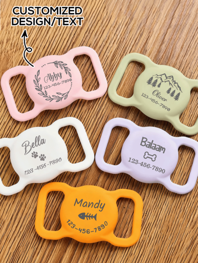 Personalized Pet Apple AirTag Holder For Dog Collar, Engraved Silicone AirTag Case, Dog Collar AirTag Cover, Pet ID Tag Holder, AirTag Dog Tag Accessory