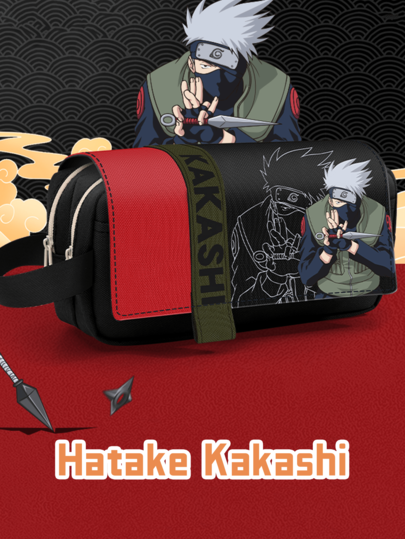 Hatake Kakashi Anime Pen Pouch - Red Edition, Unique & Durable Stationery Holder With Zip Closure, Ideal For School, Office Or Travel Needs, Perfect Present For Anime Fans & Students