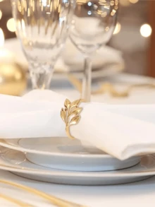 20/10/5 Chiếc Vòng Khăn Ăn Bằng Hợp Kim Vàng, Vòng Khăn Ăn Hình Lá Cây Vàng, Có Thể Tái Sử Dụng, Cạnh Mịn, Dễ Vệ Sinh, Thích Hợp Cho Đám Cưới, Tiệc Năm Mới, Lễ Kỷ Niệm, Trang Trí Bàn Ăn, Trang Trí Giáng Sinh - Nhiều màu - Xem 4