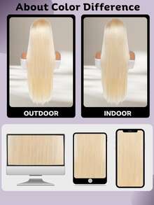 YGQWD Blonde 613 Bone Straight Human Hair Wig 13x4 Lace Frontal Wig 34 Inch 200% High Density Human Hair Blended Hair Wig With Natural Hairline And Bleach Node For Women Halloween Accessories - S613 - 查看 8