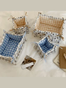 Bear Storage Basket – Hand-Quilted Cute Home Snack Holder, Desktop Small Item Organizer.