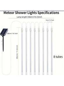 1 طقم / 8 قطع أضواء دش النيزك بالطاقة الشمسية، أضواء ستارة LED، دش نيزكي رومانسي، أضواء دش نيزكي متلألئة، 4 ألوان، حديقة خرافية، مناسبة لديكور الحفلات والحديقة والفناء والمنزل والخارج والغرفة، أضواء جنية مقاومة للماء، عنصر ديكوري ذو جو رومانسي!