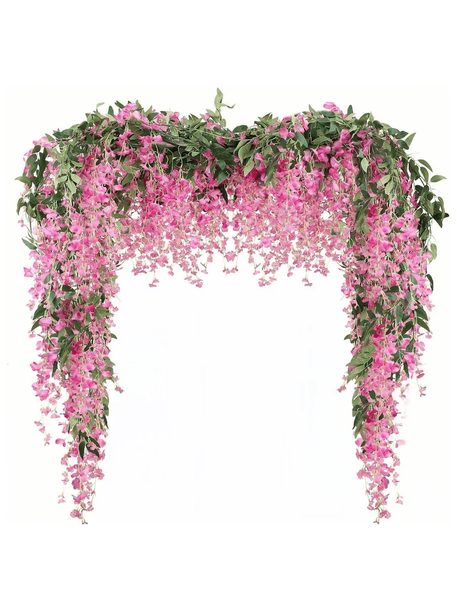 Nejlue Artificial Flowers/Plants1111 Home & Living 1/2/4 vòng hoa tử đằng nhân tạo, vòng hoa dây tử đằng nhân tạo treo, dây leo giả, vật trang trí, thích hợp cho trang trí nhà cửa, trang trí phòng ngủ, trang trí sân vườn, trang trí tường, trang trí trong nhà/ngoài trời, trang trí phòng ngủ, trang trí đám cưới, trang trí bàn ăn, trang trí tiệc, trang trí sinh nhật, trang trí ngày Valentine. - 1 bộ 16 bông hoa - Xem 1