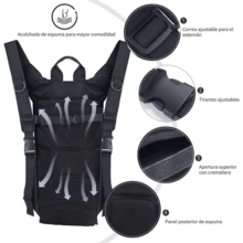 Mochila de Hidratación Ciclismo Hiking Campismo+Bolsa De Agua 3L, Mochila táctica de hidratación para ciclismo y senderismo - Negro - Ver 3