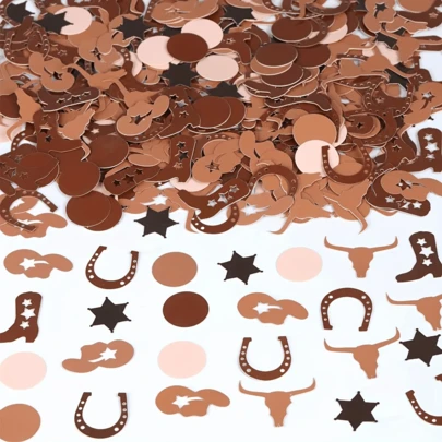100 piezas de confeti colorido de vaquero occidental - Decoraciones para fiesta de cumpleaños de vaquero - Suministros para fiesta con tema de vaquero occidental