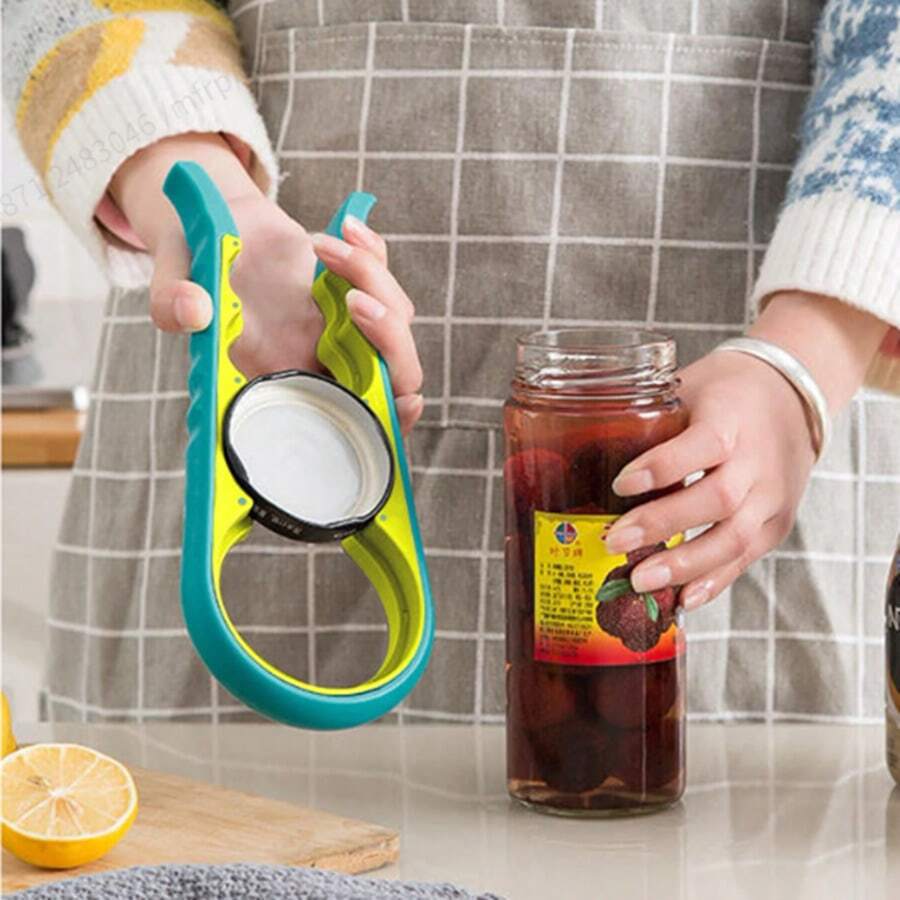 1pc 4-In-1 Multifunctional Jar Opener For - Easy To Use Lid Opener, Can Opener, And Bottle Opener - Blue - View 1