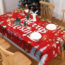 1/20pcs Rectangular Christmas Tablecloth, Polyester Fiber Festive Table Cover, Christmas Ball And Letter Pattern Tablecloth, Suitable For 8/6/4 Seater Dining Tables, New Year Party Decoration, Machine Washable And Easy To Clean, Durable Fabric, A Must-Have For Home Entertainment Occasions - Multicolor - View 4