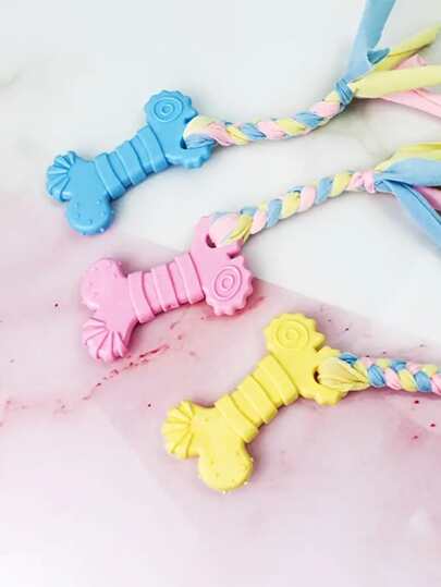 1PC Puppy Teething Chew Toy - Rubber Soothing Gums, Interactive Rope Dental Chew Toy For Small Medium Dogs, Assorted Colors Durable Fun Pet Chew