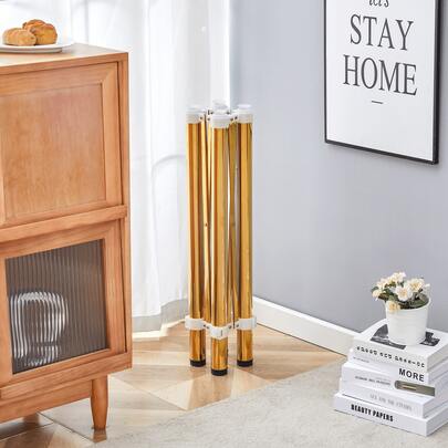 MUUOKY Simple Gold Stainless Steel Folding Table Frame - Multifunctional, Space-Saving, Folding Table Frame, Silver Stainless Steel Material, Only Table Leg, 5.5*5.5*28.7~26.3*26.3*28.7 Inch
