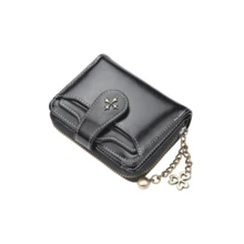 Elegant Retro Style Mini Women's Wallet - Black Snap Closure Polyester | Floral Chain Pendant Suitable For Storing Credit Cards And Cash For Women Mini Wallet Small Wallet Coin Wallet Purse Wallet For Men Wallet Cute Wallet Keychain Pouch Lanyard - Black - View 5