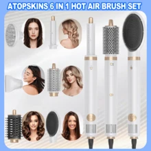 ATOPSKINS Nova escova de ar quente e secador de cabelo dobrável de alta velocidade 6 em 1, outono de 2025, 200 milhões de íons negativos, capa antipoeira reversível e autolimpante, cilindro de ondulação bidirecional, motor sem escova para uso duradouro, design multifuncional perfeito para presentear e viajar
