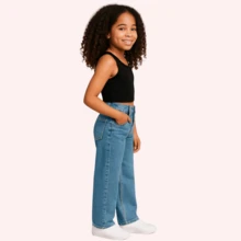 Wide Leg Pants Colorful Twill And Printed Jeans For Children, Youth, Pre-Teen Girls - Marbled - View 4