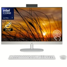 HP 27" HD Touchscreen All-In-One Desktop Computer,  Ultra 7-155U, Up To 64GB DDR5 RAM, Up To 4TB SSD, Adjustable Height, WiFi 6, Webcam, Windows 11 Home, Shell White - US A Type Plug(110-127V) - View 1