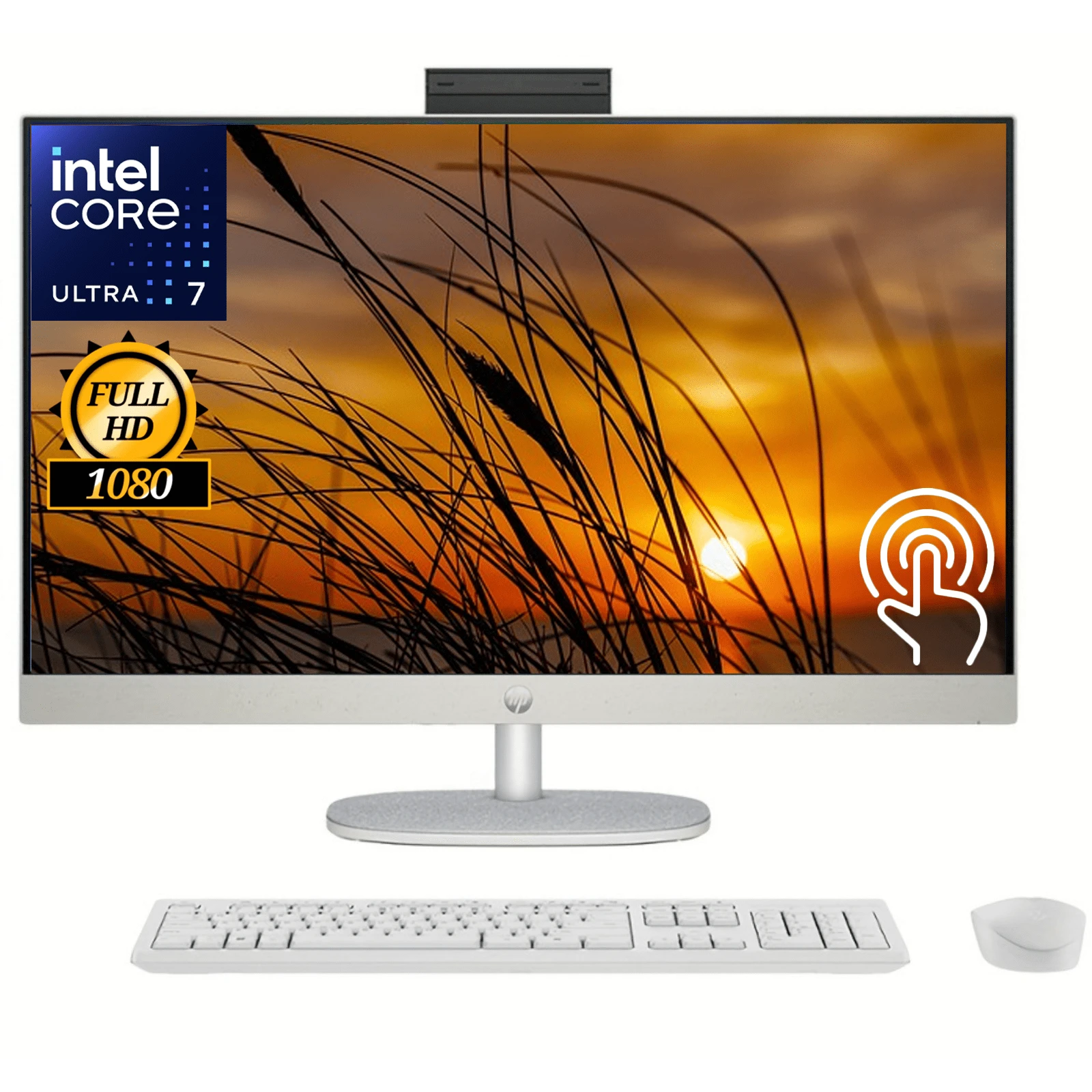 HP 27" HD Touchscreen All-In-One Desktop Computer,  Ultra 7-155U, Up To 64GB DDR5 RAM, Up To 4TB SSD, Adjustable Height, WiFi 6, Webcam, Windows 11 Home, Shell White - US A Type Plug(110-127V) - View 1