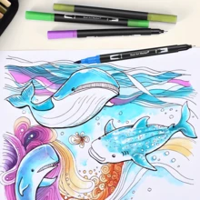 12/24/36/48/60/72/120/168 Colors Dual Brush Markers Pens, Artist Coloring Marker Set, Fineliner & Brush Tip Pen With Premium Case For Adults Coloring Books Journal, Drawing, Doodlin,Art Supplies