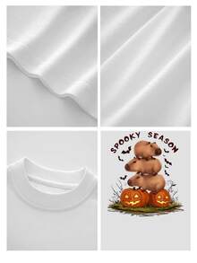 Spooky Season Capybara Stack On Pumpkins Halloween Men's TShirt, Unique Graphic Print Tee For Fall Celebration, Comfortable Cotton Fabric, Festive And Fun Style.