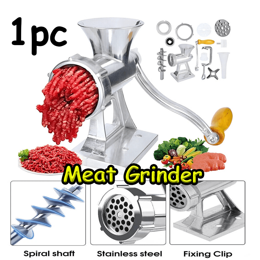 1pc Heavy Duty Meat Grinder,Aluminum Alloy Structure, F-Ood Grade Plastic Enema, Casting As A Whole, Strong And Durable, Labor‑Saving Handle, Comfortable And Beautiful, For Grinding Pork, Beef, Lamb, Chicken, Various Spices, Pepper And Sausage. (Silver)
